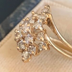 14kt yellow gold diamond cluster rings